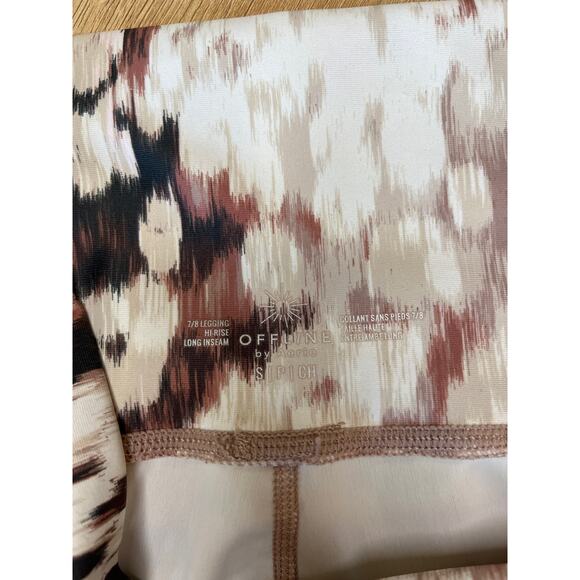 Aerie Offline Crossover Waist Leggings Size S Brown Cream High Rise Full Length - Picture 3 of 6